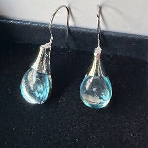 Elegant Silver and Blue Teardrop Earrings